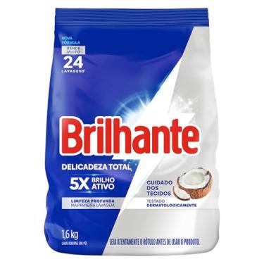 Imagem de Brilhante Lava-Roupas Em Pó Roupas Brancas E Coloridas Ativo Concentrado Delicadeza Total Pacote 1 6Kg
