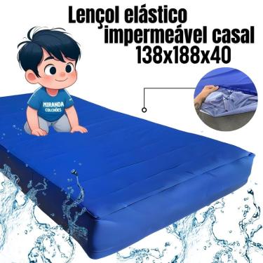Imagem de Capa Protetora Impermeável Hospitalar P/ Colchão Casal Lençol Elástico