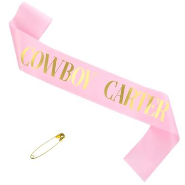 Imagem de Faixa Cowboy Carter com azul e dourado; vaqueira americana; faixa grande de cowboy rodeio bang para shows, festivais; faixa ocidental para presentes para caubói, vaqueira, Natal, Dia dos Namorados