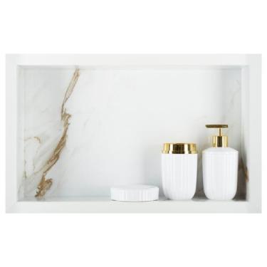 Imagem de Nicho Para Banheiro Em Porcelanato Polido Porta Shampoo Sabonete Organ