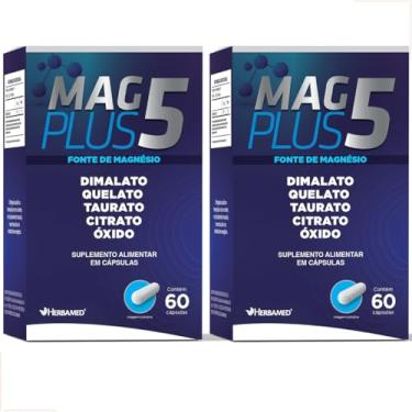 Imagem de Herbamed Magnésio MagPlus 5 – Kit 2 Unidades – Magnésio Dimalato, Taurato, Quelato, Citrato e Óxido – 60 Cápsulas cada – Suplemento Mineral Avançado