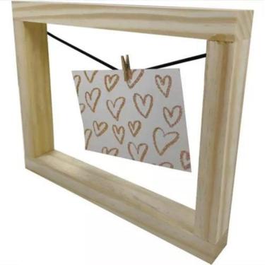 Imagem de Kit 50 Porta Foto Retrato Madeira Rustico Pregador Polaroid