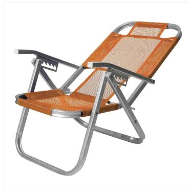 Imagem de Cadeira De Praia Reclinável Alta Ipanema Laranja Botafogo
