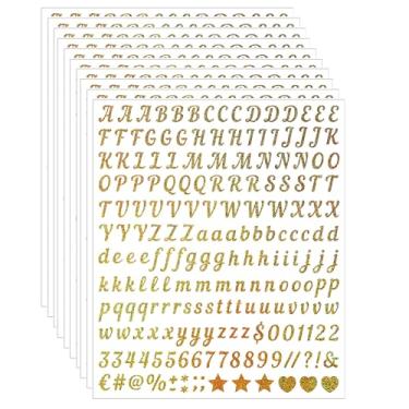 Imagem de 10 folhas de adesivos de letras do alfabeto de vinil, 2000 letras e números dourados autoadesivos, decalques de 1,27 cm para endereço, etiquetagem de caixa de correio, janelas, placas DIY, artesanato