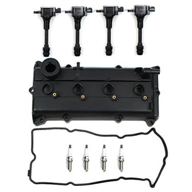 Imagem de Tampa da válvula do motor, junta, vela de ignição NGK Laser Platinum, vedação, conjunto de bobinas de ignição compatível com Nissan Altima Sentra 2.5L QR25DE 2002-06