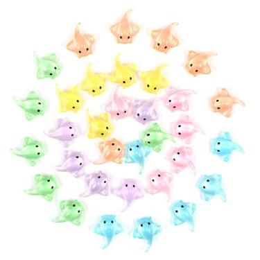 Imagem de kaimenhong 120 peças de mini bonecos de arraia, mini manta de resina, estatuetas de arraias em miniatura, decoração de bolo de peixe de 6 cores, decoração de bolo de peixe, casa de boneca, decoração