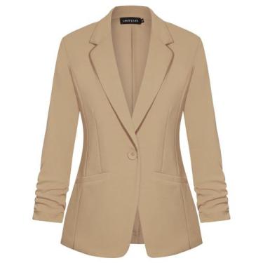 Imagem de Blazer Suit Cardigan MINTLIMIT feminino de manga 3/4 cáqui