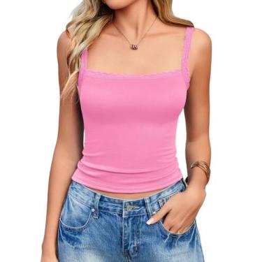 Imagem de Camisola sem mangas de renda Avidlove para mulheres rosa vermelha