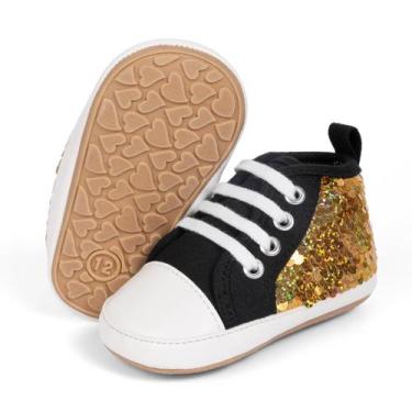 Imagem de Sapatos de bebê KIDSUN High Top Sequin Canvas Newborn 11-13 cm