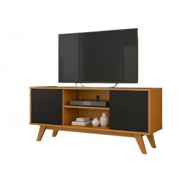 Imagem de Armário de Televisão com 2 Portas – Ideal para TVs de até 50” com Base Robusta (cedro/preto)
