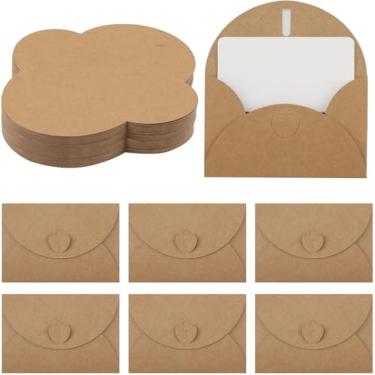 Imagem de 50 mini envelopes com cartões, fecho de coração, cartões de felicitações em branco grafite em branco para convites de casamento, Natal, Dia dos Namorados