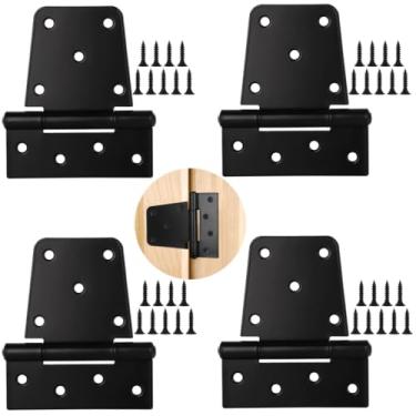 Imagem de 36 parafusos, dobradiças de celeiro quadradas de metal à prova de ferrugem, dobradiças de portão de mola de fechamento automático com dobradiças de porta de galpão resistentes para cercas de madeira