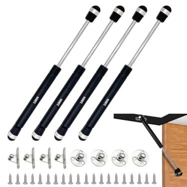 Imagem de JinBoCheng 4 peças de escoras a gás de 100n/10 kg, dobradiça de mola a gás de 25 cm, suporte de elevação de suporte a gás, caixa de brinquedo/caixa de armazenamento, dobradiças de fechamento macio