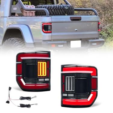 Imagem de tluuze Conjunto de luz traseira compatível com Jeep Gladiator (JT) 2020-2025, lâmpada traseira com animação de inicialização e sequência de inicialização, lados do motorista e do passageiro