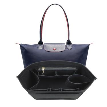Imagem de Lckaey Bolsa organizadora para Longchamp Le Pliage, bolsa feminina de feltro premium, inserção organizadora preta 2-M