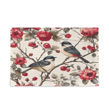 Imagem de WELLDAY Quebra-cabeça floral com pássaros 500 peças grande jogo de arte para adultos adolescentes