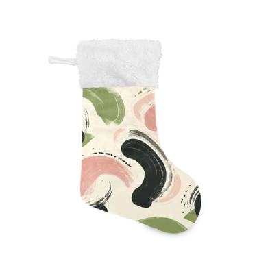 Imagem de Wassud Meias fofas de Natal com punho branco em forma de redemoinho de 45,7 cm para decoração de lareira e cornija de lareira pacote com 2