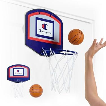 Imagem de Champion Conjunto de mini cesta de basquete 360 (vermelho/branco/azul), mesa traseira de 26,7 x 21,6 cm sobre a porta com aro dobrável com mola e rede de náilon, inclui mini bola de 8,9 cm para jogar