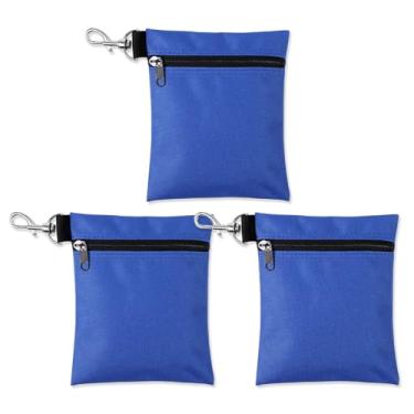Imagem de 3 bolsas para camisetas de golfe, bolsa portátil de 17 x 14 cm, bolsa de acessórios de golfe com clipe de garra de lagosta, bolsa de armazenamento de bola de golfe para objetos de valor e acessórios