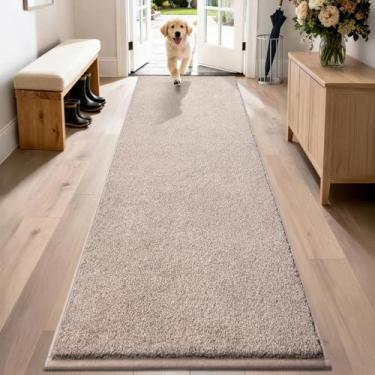 Imagem de PURRUGS Tapete de porta com armadilha de sujeira 61 cm x 213 cm, antiderrapante lavável na máquina, tapete de entrada para cães, tapete de entrada interno, tapete de entrada super absorvente para