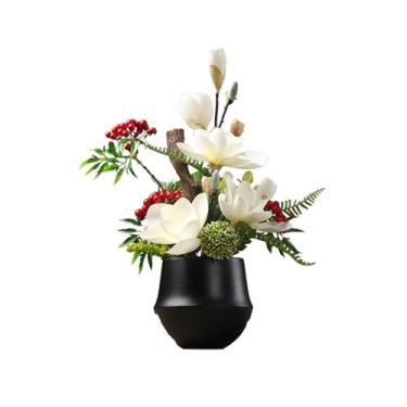 Imagem de Arranjo de flores artificiais de mesa para sala de estar, decoração de mesa, arranjo de flores, decoração de plantas artificiais, flores falsas