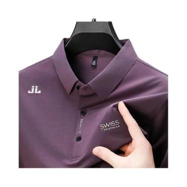 Imagem de Camisa Polo Casual Masculina De Manga Curta Em Cor Sólida Respirável C