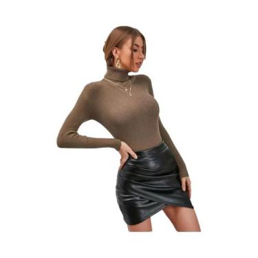 Imagem de Suéter De Tricô Feminino De Gola Alta Para Outono E Inverno, Casual, E