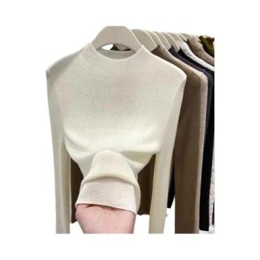 Imagem de Suéter Feminino De Gola Alta Ajustado Quente E Macio Tricotado Pulôver