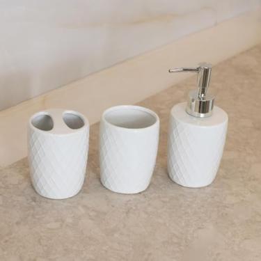 Imagem de Wolff - Conjunto 3 Peças para Banheiro Branco - Porta Sabonete, Porta Algodão e Porta E...