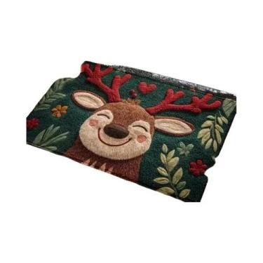 Imagem de Tapete De Porta De Natal Com Boneco De Gengibre E Papai Noel Vermelho,