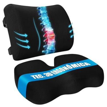 Imagem de Almofada Ortopédica Anatômica com Gel Viscoelástico Almofada Lombar 2em1 Alívio para Cóccix e Nervo Ciático