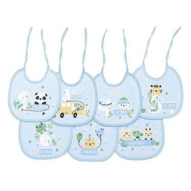 Imagem de Kit Babador Bebê Semaninha Felpudo Azul 7 Peças Papi