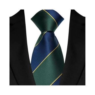 Imagem de Gravata Masculina Verde Escuro Xadrez Listrada Paisley 8CM Para Casame