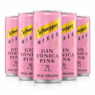 Imagem de Kit 5 Gin Tônica Pink SCHWEPPES 269ml - Drink Pronto
