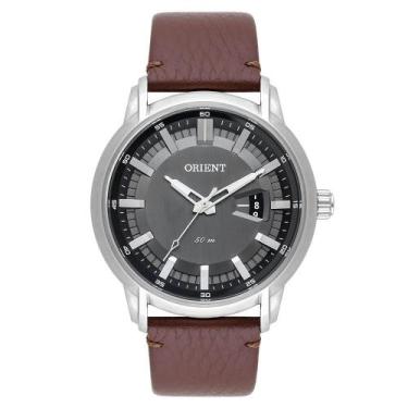 Imagem de Relógio ORIENT masculino prata preto couro MBSC1039 G1NX