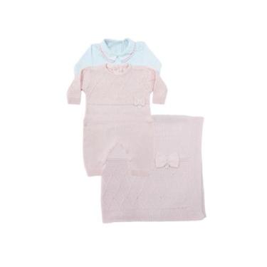 Imagem de Saída De Maternidade Menino em trico Ref MM206RS - Tricart, RN, Rosa