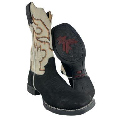 Imagem de Bota Texana Masculina Goyazes Bico Quadrado Flex Couro Nobuck Cano Off