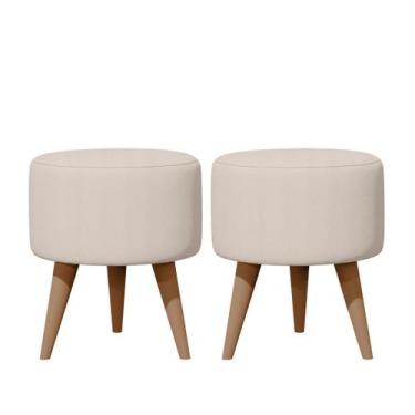 Imagem de Kit 02 Puff Redondo Estofado Para Apoio Dos Pés Decorativo - ENOVA MÓV