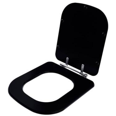 Imagem de Assento Sanitário Quadra Ébano Fosco (Preto) para vaso Deca - Pontto L