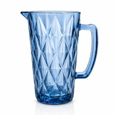 Imagem de Jarra de Vidro 1 Litro Diamante Modelo Diamond Luxo - DW, Jarra Azul 1