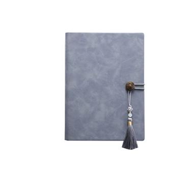 Imagem de A6 A5 B5 Caderno espiral de couro falso e diário Caderno de capa dura Agenda organizador planejador recarregável, cinza A5