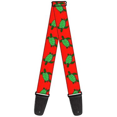 Imagem de Buckle-Down Alça de guitarra tartarugas marinhas vermelha, verde, 5 cm de largura