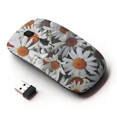 Imagem de KawaiiMouse [Mouse óptico sem fio 2,4 G] Margaridas flores campo solar vintage