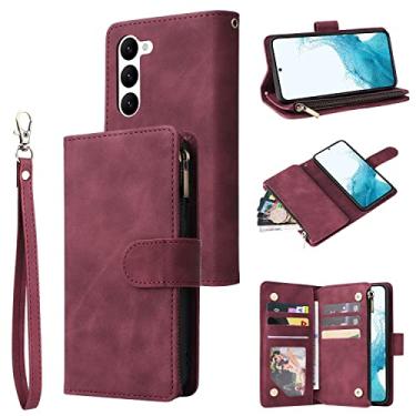 Imagem de Compatible With Samsung Galaxy S23 Wallet Case, High Quality Soft PU Leather Flip Wallet Case, 2 And 1 Multifunctional Zipper Flip Wallet Style Drop-proof Phone Case (Color : Wine red)