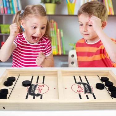 Jogo de Mesa de Hóquei de Madeira, Jogo de Estilingue de Xadrez de Madeira  Fácil de Jogar Batalha de Dois Jogadores Tamanho Grande para Jogos de Festa