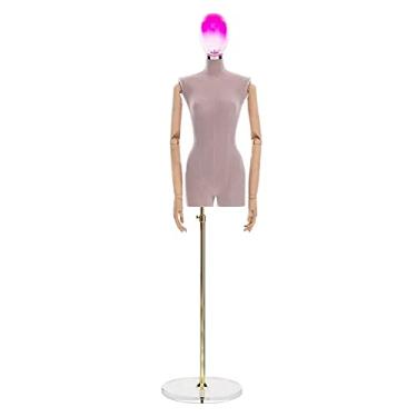 Imagem de Female Mannequin Torso Torso de manequim de busto feminino em forma de vestido, manequins de meio corpo de altura ajustável, adereços de modelo de loja de noivas para exibição realista de roupas (Col