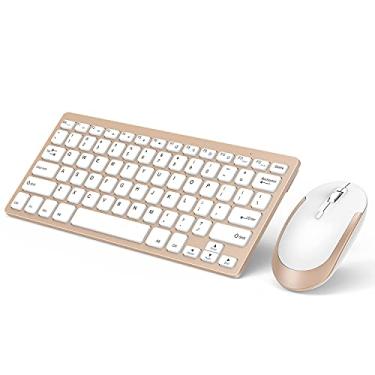 Imagem de Vssoplor Combo de Mouse e Teclado Sem Fio, Ultrafino e Portátil, 2,4 GHz, Compatível com Computador de Mesa e Notebook, Dourado