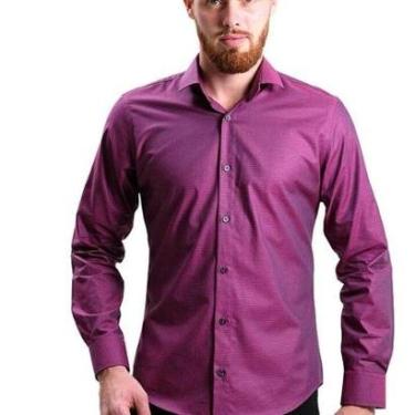 Imagem de Camisa Masculina Ixória Slim Fit Manga Longa Pink Marca Luxo-Masculino
