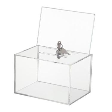 Imagem de menolana Caixa de sugestões de acrílico, caixa de doação, organizador de armazenamento, caixa de dinheiro transparente, suporte de sinal para arrecadação de