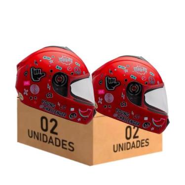 Imagem de Capacete Infantil Vermelho Fly Young Hg Live Kit 2 Unidades, 54/54